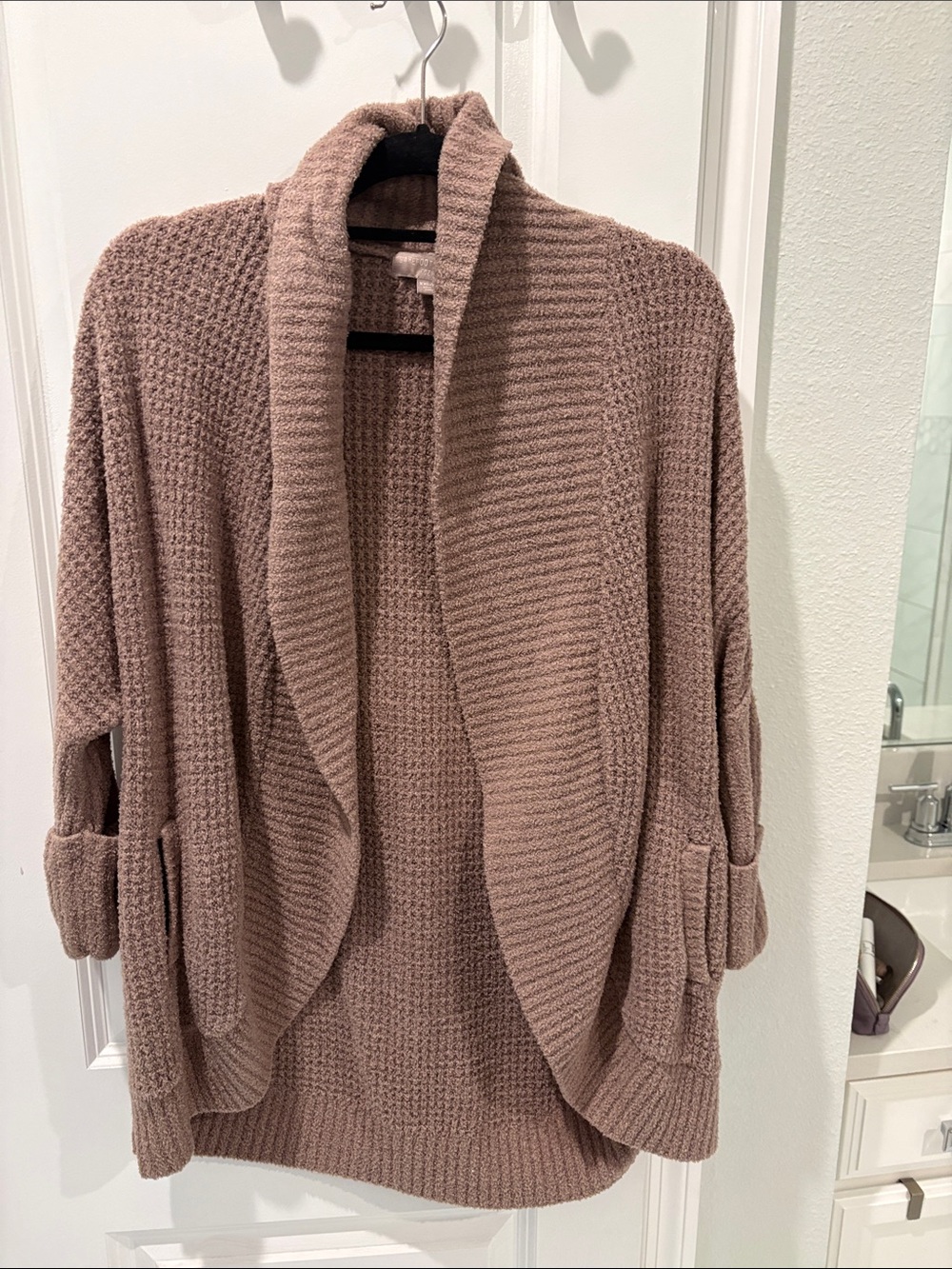 Barefoot Dreams Open-Front Cardigan in Dusty Mauve